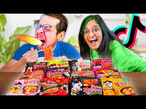 Vi spiser ALLE de STÆRKESTE Nudler 🥵🔥 (Kendt fra TikTok)