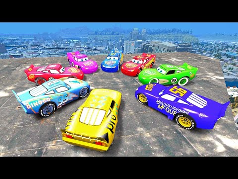 GTA 4 All Lightning McQueens Traffic Car Crash Testing - GTA IV Cars Physics