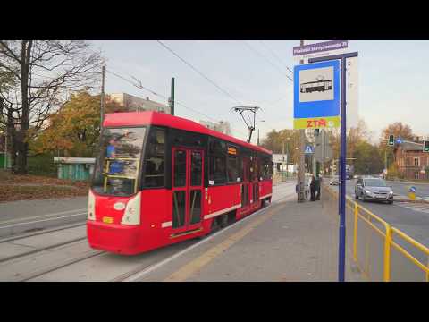 Poland, Katowice, tram 7 ride from Gazownia to Piaśniki Skrzyżowanie