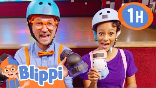 Blippi and Meekah Learn How To Roller Skate! | 1 HOUR OF BLIPPI! | International Women's Day!