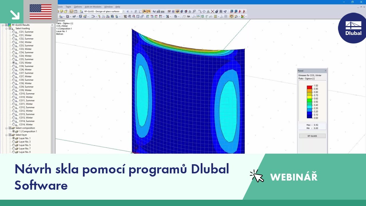 Návrh skla pomocí programů Dlubal Software