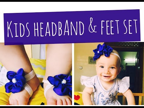 Baby barefoot Sandals and Headband set/ DIY/ Ribbon-Work