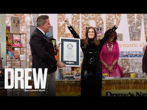 Drew Barrymore Reacts to 50th Birthday Surprise from Guinness Book of World Records!