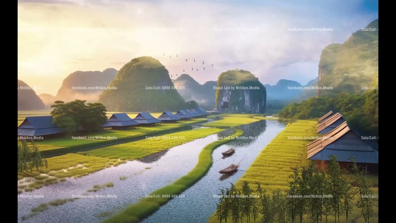 124 - Đàn Chim Bay qua - Việt Nam HÙng Vỹ - Mô Phỏng Làng Việt Xưa