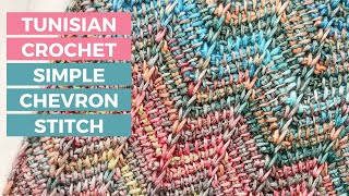 HOW TO - Tunisian Simple Stitch Chevron [BEGINNER STITCH + FREE BLANKET PATTERN] Ripple Wave Pattern