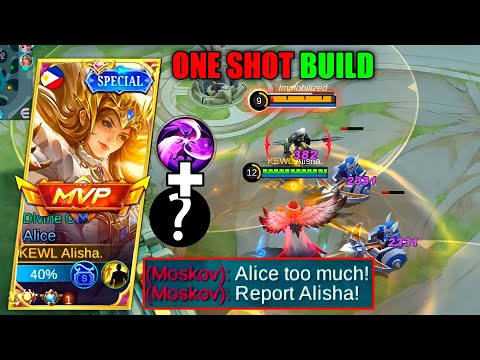 HERE'S THE ONE SHOT BUILD & EMBLEM OF ALICE 2022 (PLS TRY!)- MLBB