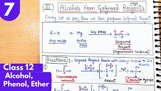 7) Preparation of Alcohol from Grignard reagent| Alcohol, phenol, ethers  organic chemistry class12