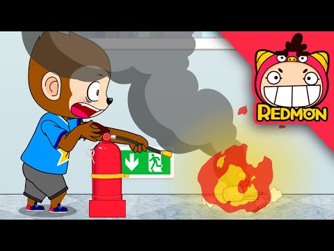 Be careful of fire | Fire extinguisher cartoon | Daily life safety | REDMON