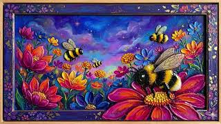 BEE-autiful Spring Flowers | Abstract | 4K Frame TV Art | screensaver
