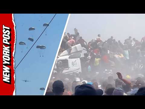 Gaza 'starvation crisis': Crowds overtake supply truck, as Jordan and UAE drop 25 tons of aid