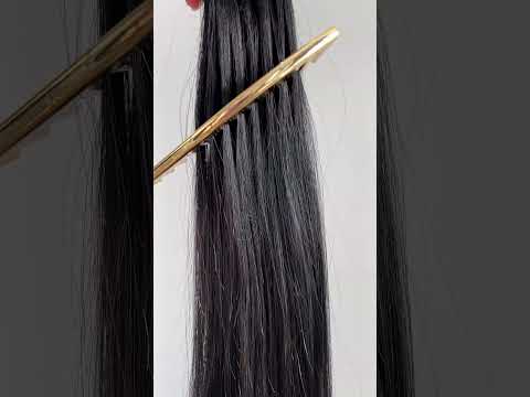 Волосся для стрічкового нарощування, 45 см, пряме, 20 пасм, чорне (01) video