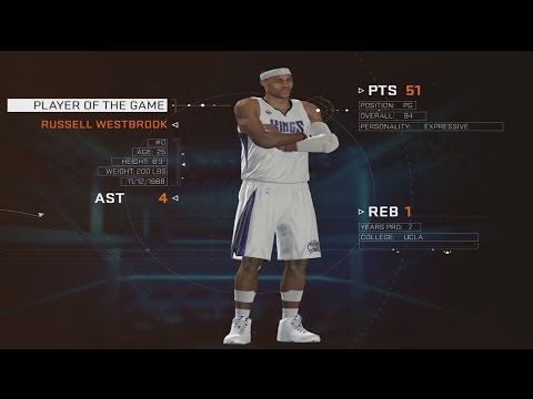 NBA 2k15 - MyLeague - Muscle Russell Westbrook Career High in OT Thriller