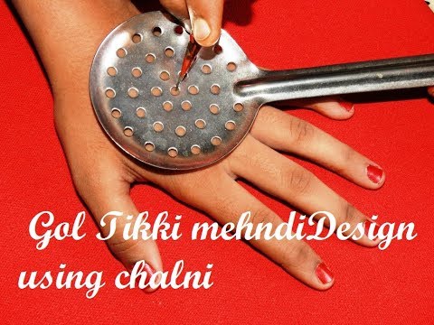 New Gol Tikki Mehndi Design Using Kitchen Utensile Chalni Simple Mehndi on Hands With Dots