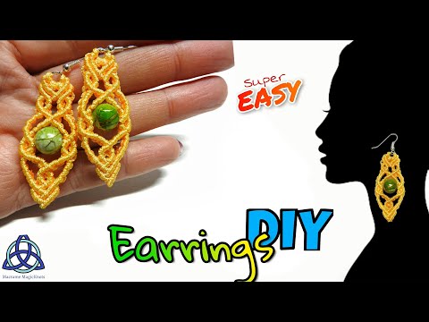 Green Macrame Beaded Earrings Tutorial EASY Macrame Craft Idea