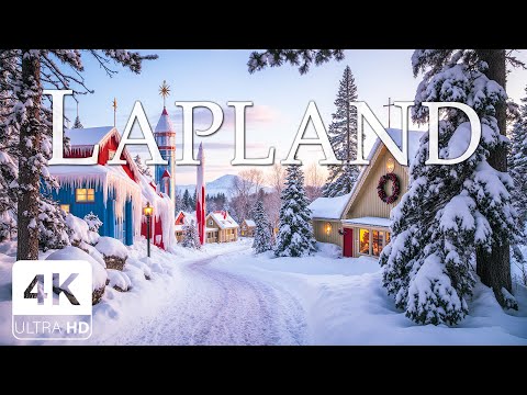 Winter in Lapland 4K ❄️ Northern Lights, Snowy Forests & Relaxing Music