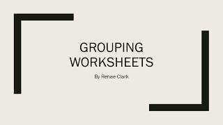 Grouping Worksheets in Excel