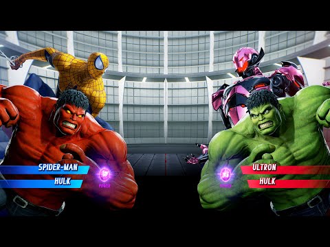 Spiderman & Red Hulk vs Ultron & Hulk (Very Hard) Marvel vs Capcom | 4K UHD Gameplay