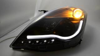 PŘEDNÍ SVĚTLOMETY, SVĚTLA, LAMPY SUZUKI SWIFT 2010- TUNING TUBE LED LIGHT, ČERNÉ BLACK