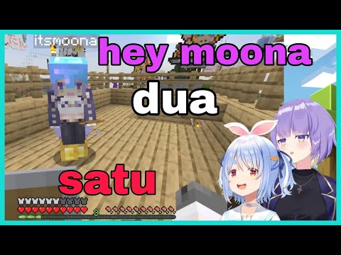 Hololive Cut - Moona Teach Pekora How To Count In Indonesian | Minecraft [Hololive/Eng Sub]