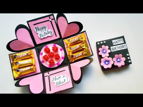 DIY Greeting Cards for Birthday / Chocolate explosion box tutorial / How to make Explosion Box
