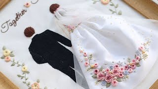 Couple love Embroidery Tutorial/Bride and Groom Hoop Art for Wedding