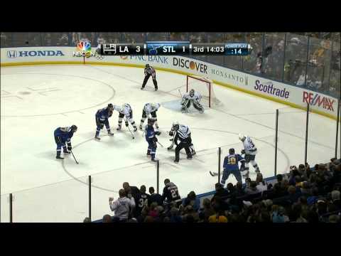 Jonathan Quick toenail save LA Kings vs St. Louis Blues 1/16/14 NHL Hockey