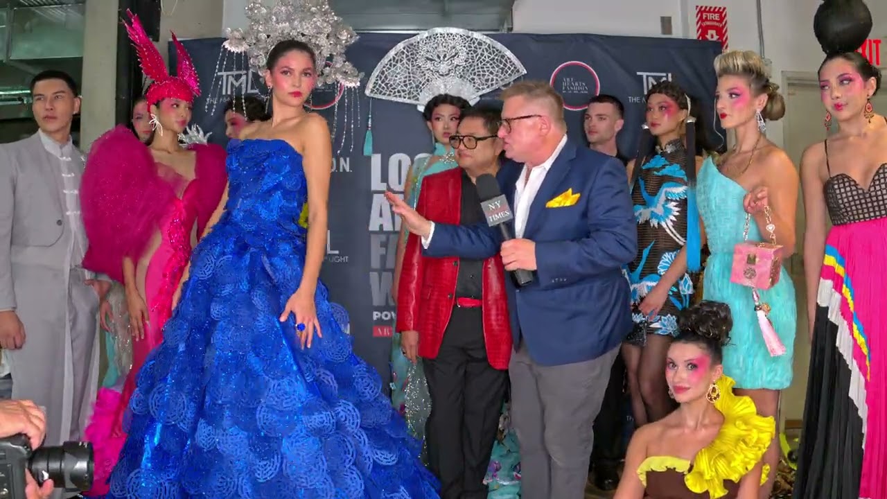 Designer Alexis Monsanto with models after show @artheartsfashion LAFW