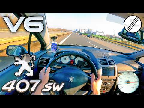 2005 Peugeot 407 SW V6 210 Top Speed German Autobahn POV