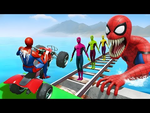الرجل العنكبوت انقاذ باتمان Spider-Man Rescue venom vs superhero funny Game GTA 5 iron man, batman