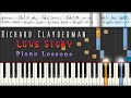 Love Story Richard Clayderman Piano Tutorial