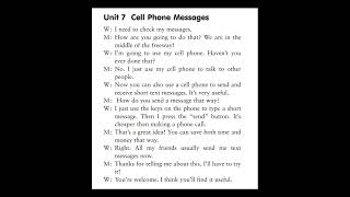 Unit 7. Cell phone messages