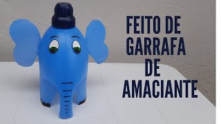 ELEFANTE feito com Embalagem (garrafa) de Amaciante. Reciclagem Fácil.🐘
