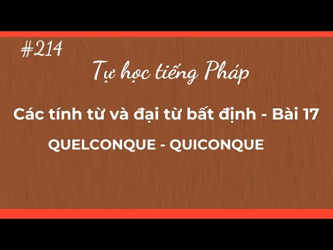 Bài 214 - Tự học tiếng Pháp - Các tính từ e đại từ bất định - QUELCONQUE - QUICONQUE
