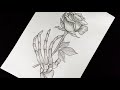 How To Draw A Skeleton Hand Holding A Rose
