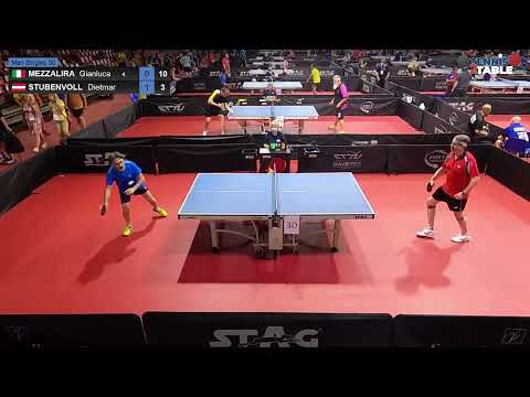 MEZZALIRA Gianluca vs STUBENVOLL Dietmar Championnats Europe Vétérans 2022 de tennis de table Rimini