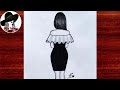 Easy girl backside drawing | Girl drawing step by step | Pencil drawing tutorial