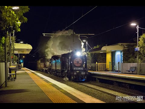 Australian Steam Trains: K class locomotives through the suburbs at night