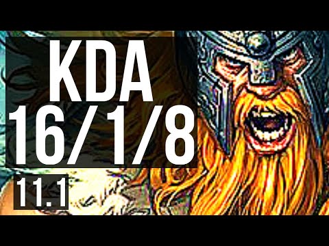 OLAF vs ELISE (JUNGLE) | 16/1/8, Rank 4 Olaf, Legendary | EUW Grandmaster | v11.1