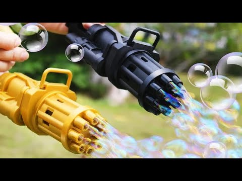 Kids Automatic Gatling Bubble Gun Toys Summer Soap Water Bubble Machine Electric Bubble Machine