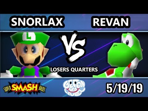 GOML 2019 SSB64 - Snorlax (Luigi) Vs. Revan (Yoshi, DK, Kirby) Smash 64 Tournament Losers Quarters