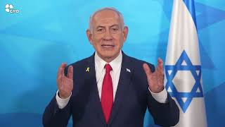 ראש הממשלה בנימין נתניהו בהצהרה מהקריה בתל-אביב (עדכוני משרד ראש הממשלה) - התמונה מוצגת ישירות מתוך אתר האינטרנט יוטיוב. זכויות היוצרים בתמונה שייכות ליוצרה. קישור קרדיט למקור התוכן נמצא בתוך דף הסרטון