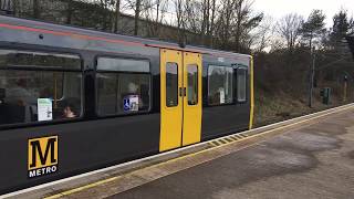 Newcastle Tyne and Wear Metro Class 994 units departing Pelaw