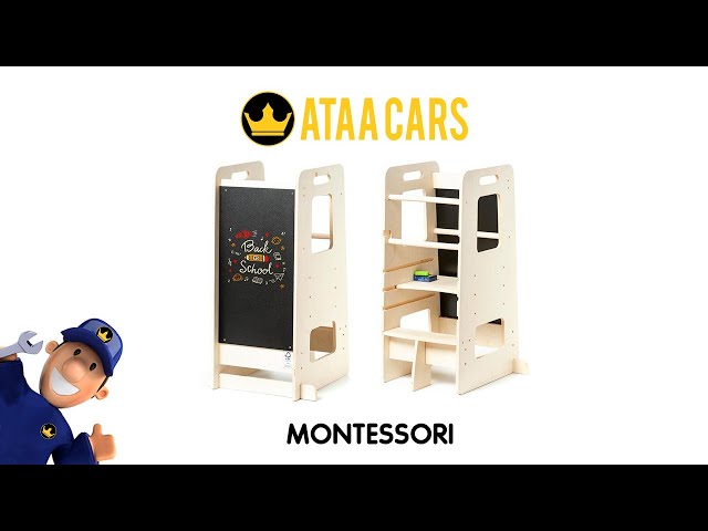 Vídeo relacionado con Torre de Aprendizaje Montessori 12 en 1 ATAA Madera Natural Altura Regulable Actividades sensoriales Juguete Educativo niños Desde 1 año