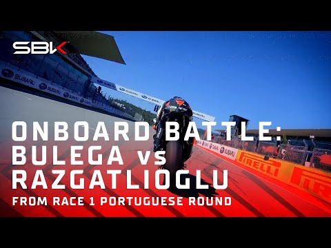 ONBOARD SCRAP: Bulega 🆚 Razgatlioglu in epic Race 1 duel ⚔️ | 2025 #PortugueseWorldSBK 🇵🇹