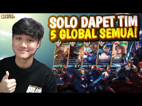 SOLO RANK MALAH KETEMU 5 GLOBAL HERO 1 TIM ! HOKI SEUMUR HIDUP AUTO BANTAI - Mobile Legends