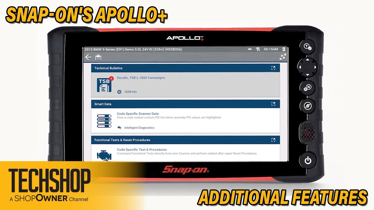 Snap-on's Apollo+ Scan Tool's Additional Features