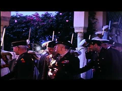 Major General George Patton and U S officers leave in car. HD Stock Footage