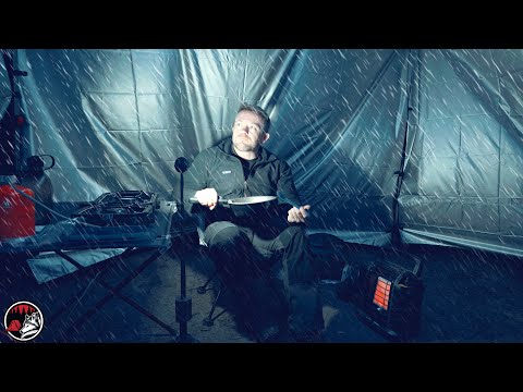 Storm Camping in a Massive Canopy Tent - Heavy Rain and Wind