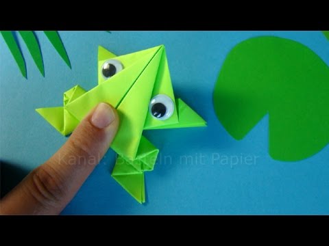 Hüpfenden Origami Frosch falten 🐸 Springenden Frosch basteln mit ...