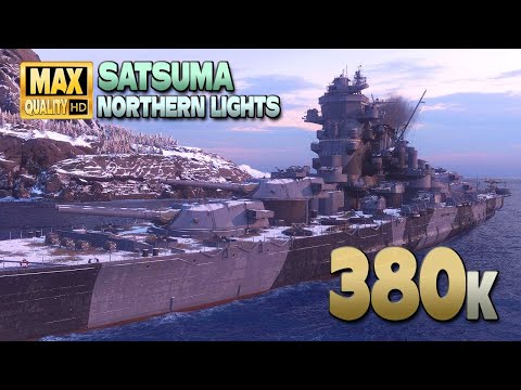 Battleship Satsuma: Big number on map Northern Lights - World of Warships